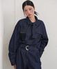 OPENING SUNSHINE Tie-Point Waist Strap Denim Shirt Dark Indigo
