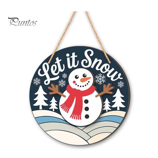 Festive Cartoon Santa Deer Ornaments Christmas Wooden Pendant, Decorative Reindeer/Santa Claus/Gnome Pattern Hanging Sign, Welcome Sign with Childlike