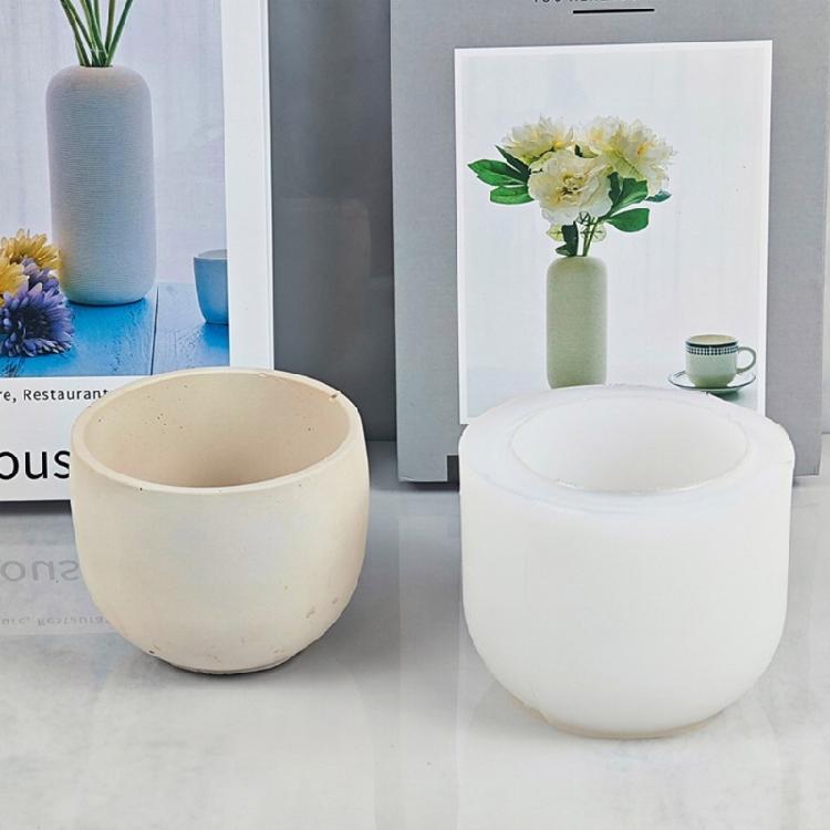 Round Gypsum Silicone Mold DIY Succulents Concrete Flower Pot Vase Cement Molds
