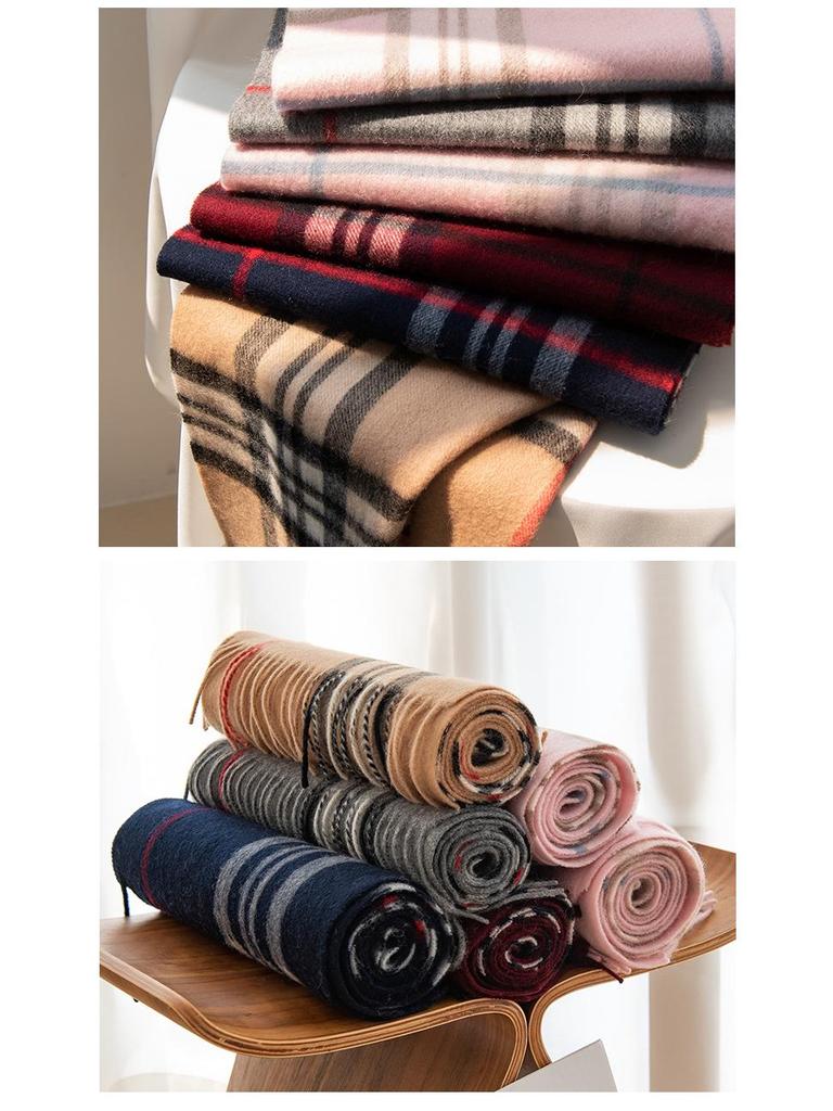 Korean Style Premium Women's Wool Scarf - Autumn/Winter British Plaid Shawl
