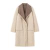 Womens Double-Sided Faux Fur Long Coat Winter Streetwear Oversized Hoodless Jacket Black Khaki