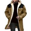 Men's Solid Color Button Pocket Work Wear Plus Leather Jacket Men's Casual Long Coat