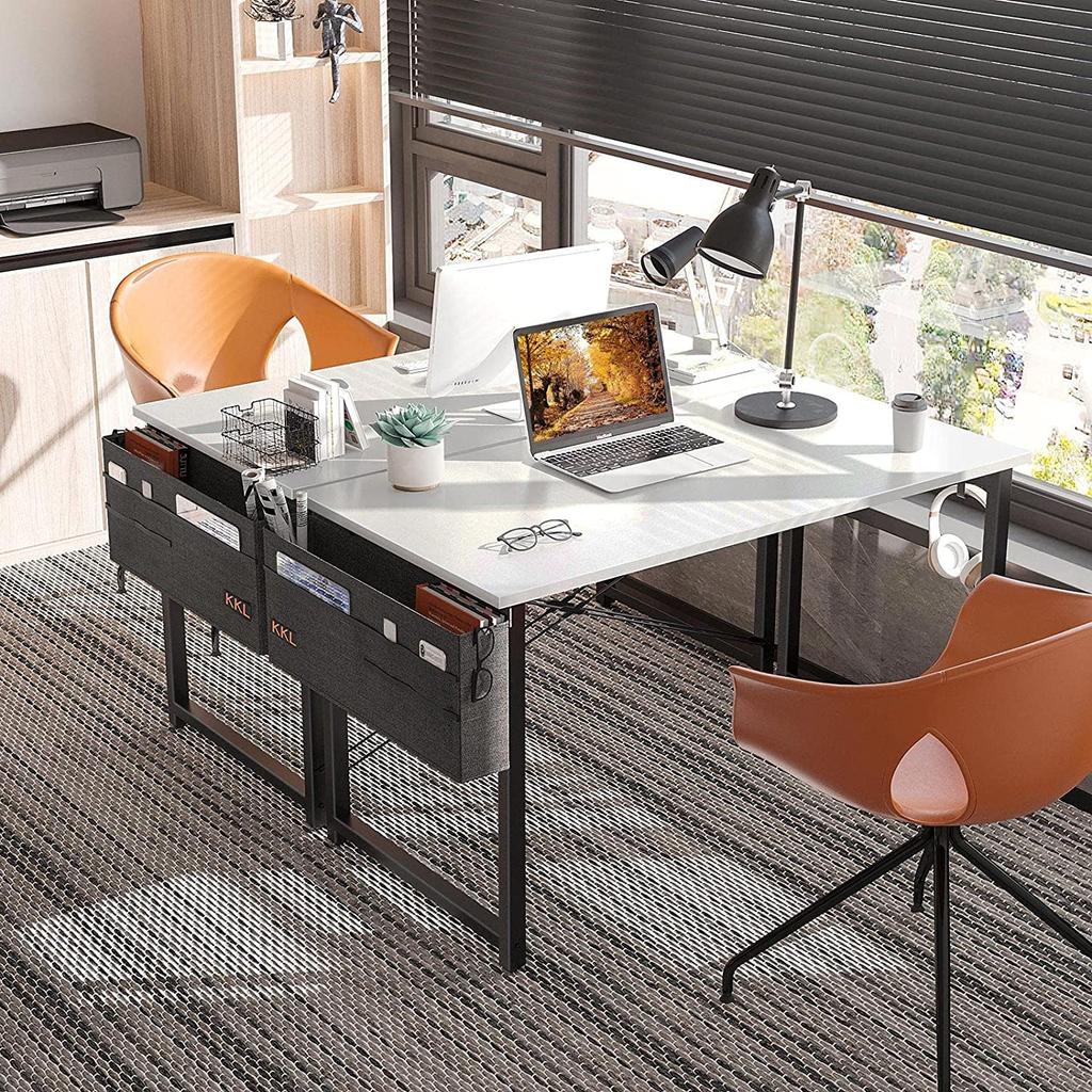 KKL Computer Storage Bag Width 100cm X Depth Gaming PC Study Desk with Box Work Easy To Monitor Arm White Desk, Desk, Included, 50cm, Desk, Desk,