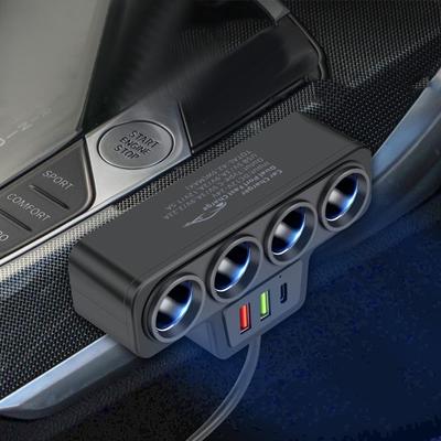 120W Car Charger Adapter 7 Port QC3.0+PD Socket 12V/24V Car Power Conversion Plug Fast Charge Adapter for Phone