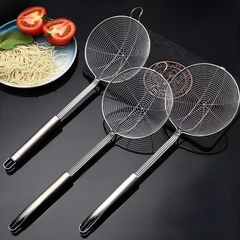 Stainless Steel Colander for Scooping Dumplings and Noodles - Deep-Fried Double Hook Kitchen Strainer