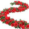 2Pcs 2.3M Rose Artificial Flowers Vine Fake Flower Head for Home Room Decor Garden Wall Wedding Decoration Outdoor Arch Ornament