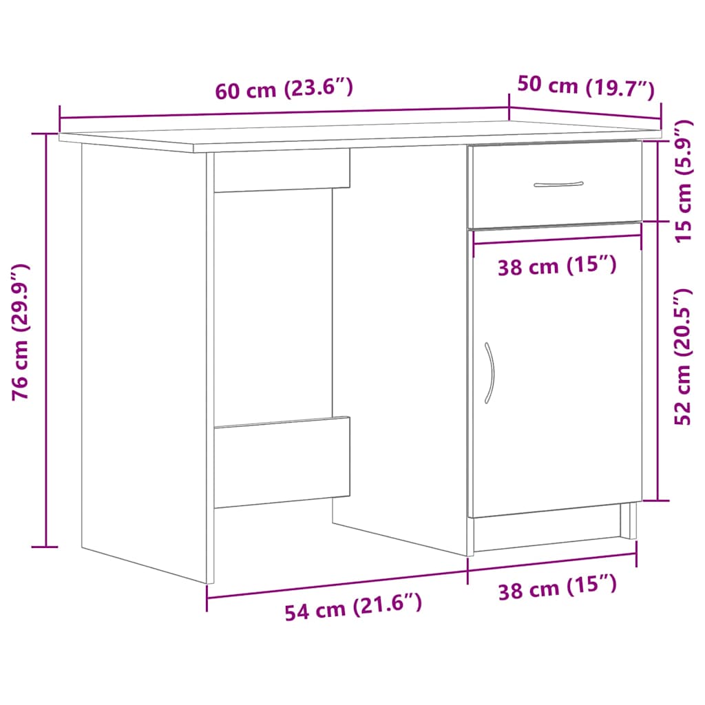Desk with Storage Black Oak Effect 100 x 50 x 76 cm
