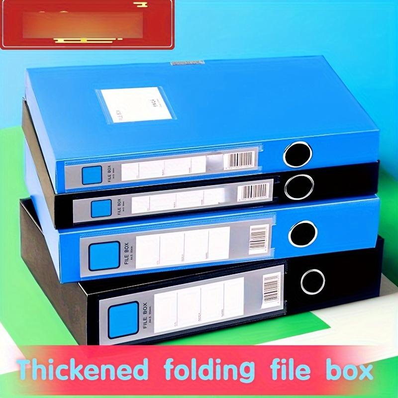 11pcs 7.5cm Blue File Box Thickened Folding Black File Box A4 Data Test Paper Storage Box Large Capacity Office Supplies
