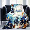 1PC Custom Name Police Party Celebration flannel blanket versatile,all-season throw suitable for the living room,bedroom,camping,travel,and gift