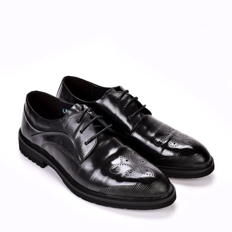Men s Genuine Leather Brogue Shoes - Soft Carving, Trendy Business Casual, Autumn Style Formal Shoes 44 чёрный