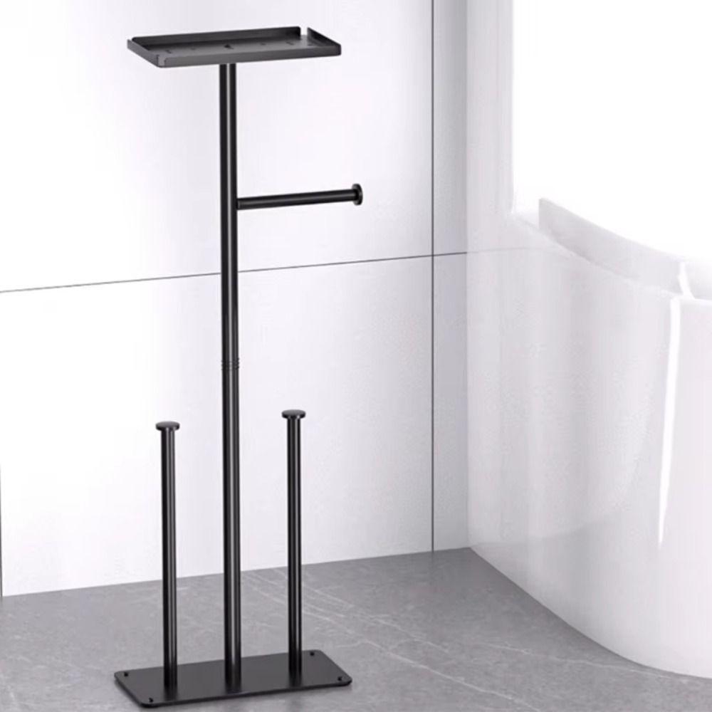 Rust-proof Floor Standing Toilet Roll Holder Freestanding Tissue Dispenser Hotel Bathroom