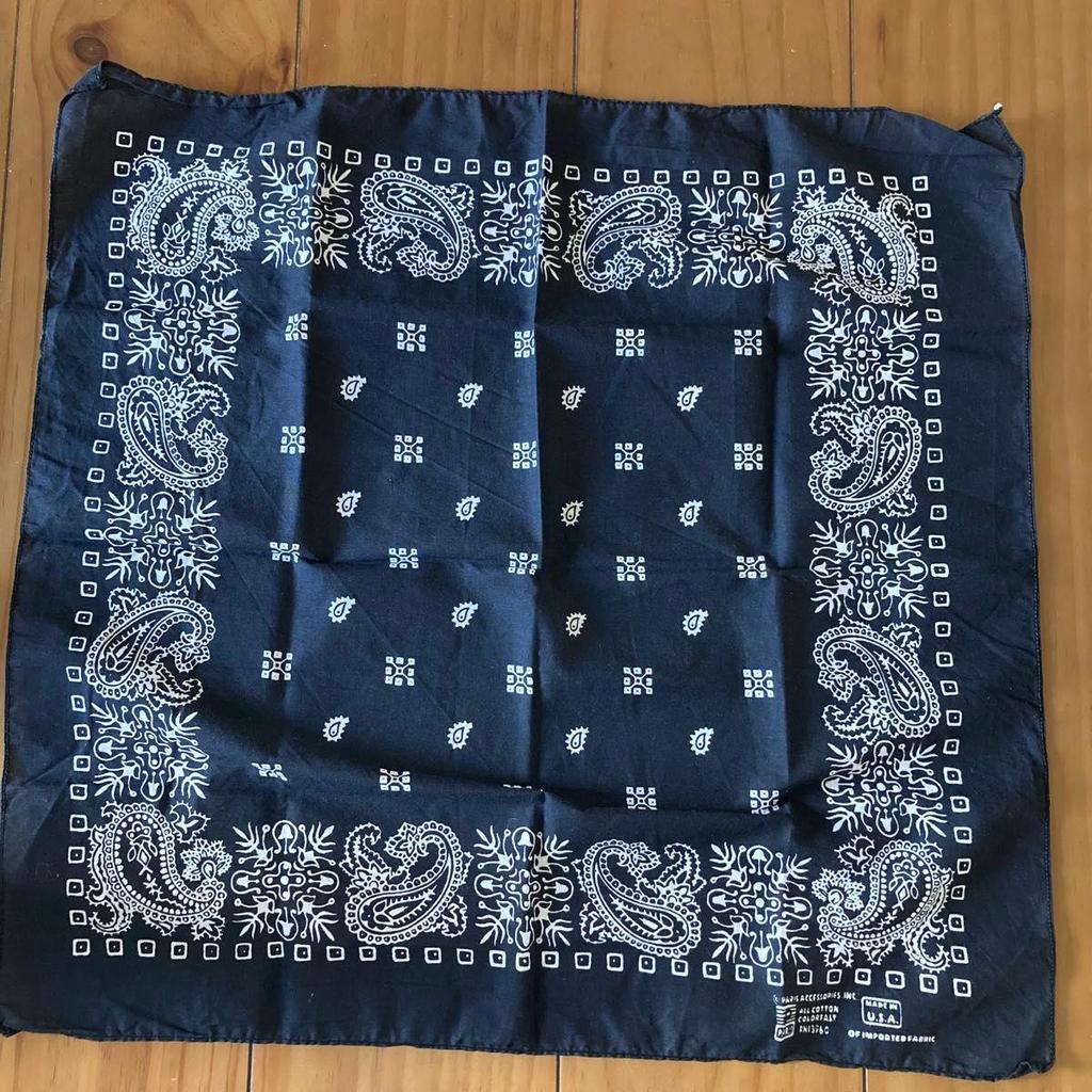 Used Bandana Jay Adams Black Paisley Pattern Handkerchief