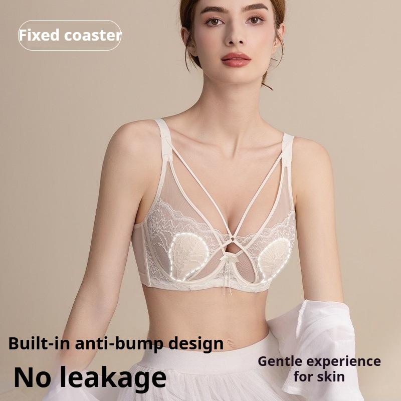 BH mit französischen Spitzen-Hasenohren, dünn, hebt und pusht, Kristall-Cup-BH, der große Brüste kleiner aussehen lässt