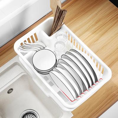 Mutfak Tahliye Rafı Bulaşık Makinesi Plastik Saklama Kutusu Su Filtreleme Bulaşık Tabağı Kase Tutucu Tezgah Üstü Mutfak Eşyası Düzenleyici
