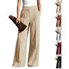 Lässige Damen-Hose mit weitem Bein und Taschen, Gerippte Strickhose in Farbe für Alltagsoutfits