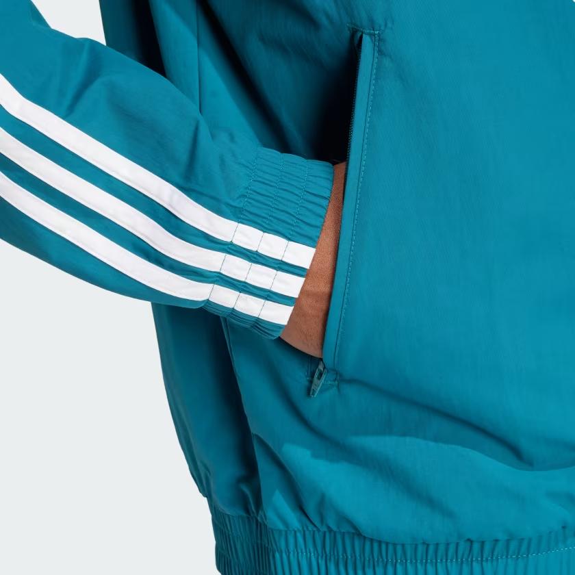 Adidas Originals Adicolor Series Comfortable Loose Fit Stand Collar Zip Design Long Sleeve Jacket Men Jacket Traditional-Cyan IZ2415