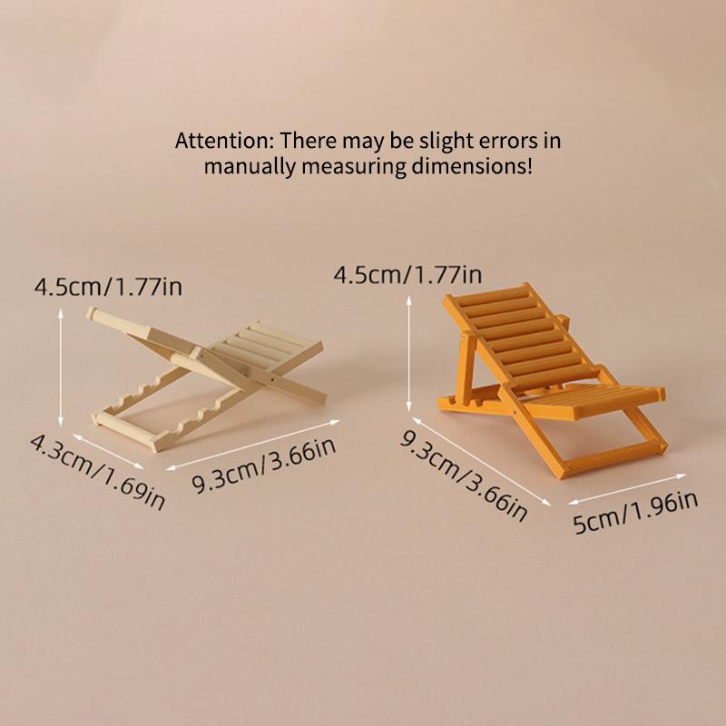 1 12 Mini Wooden Foldable Beach Chair Dollhouse Deck Chair Model Furniture for Kids DIY Backyard Scene Set