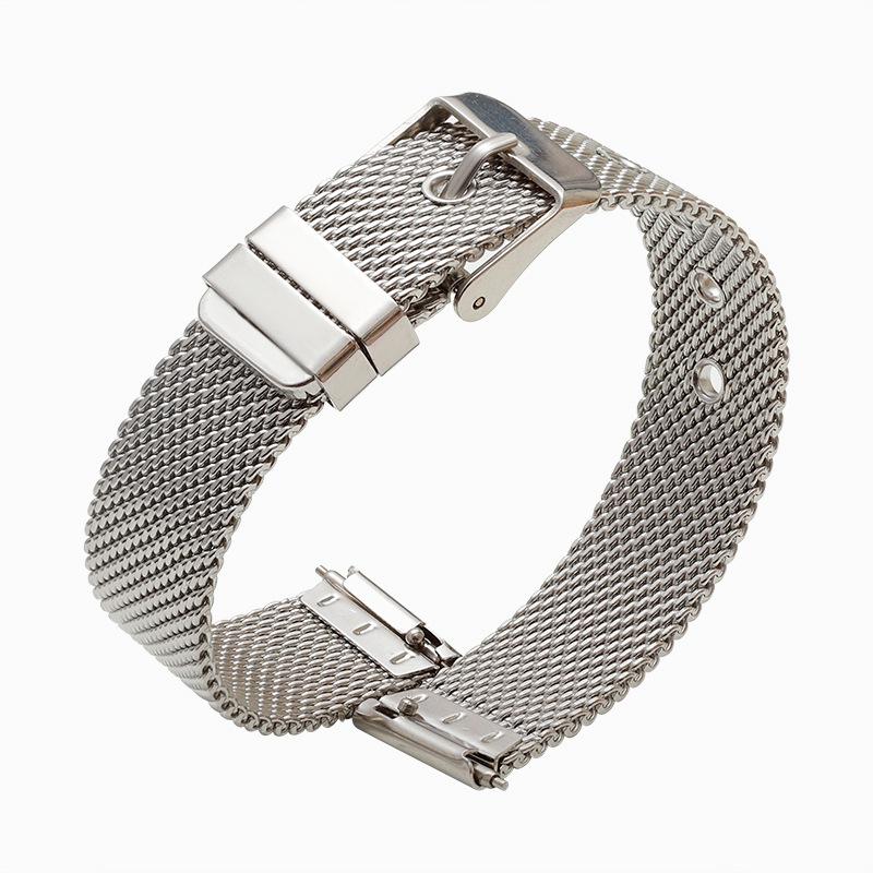 Stainless Steel Milanese Watch Strap with Pin Buckle, 06 Line Mesh Band, Adjustable for Men and Women, 10-22mm.