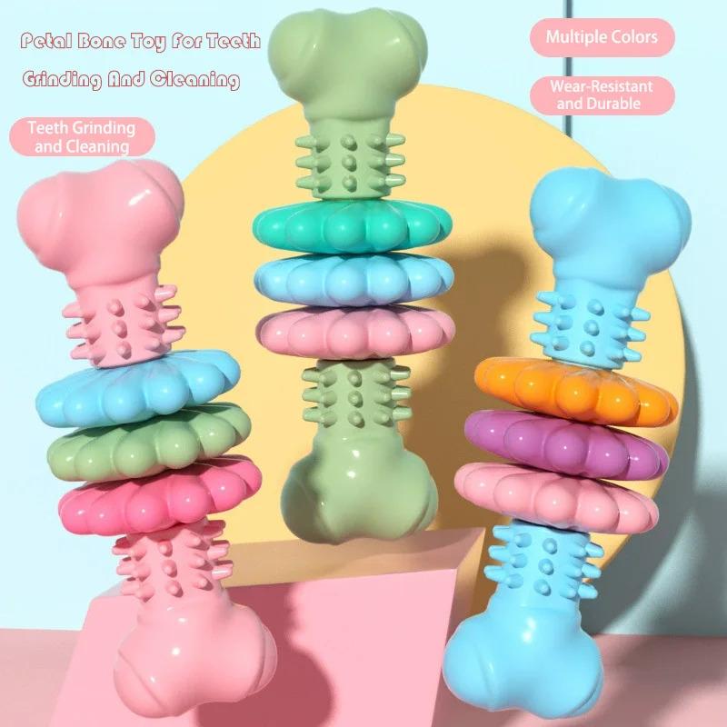 Durable Dog Chew Toys for Aggressive Chewers Bone Shape TPR Material Teething Puppy Toys for Teeth Cleaning Anxiety Relief