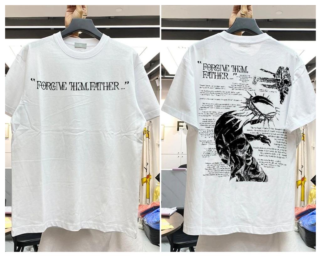 Christliches Religiöses Jesus Vergib ihnen Vater T-Shirt für Männer Frauen Hiphop Streetwear Oberteile Druck T-Shirt CJ2