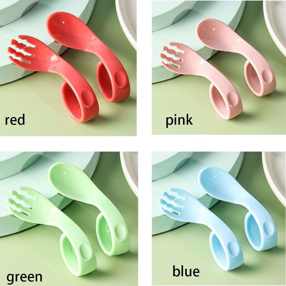 Portable Tableware Sets Antislip Utensils Infant Training Baby Twist Fork Spoon Suit 2Pcs/Set