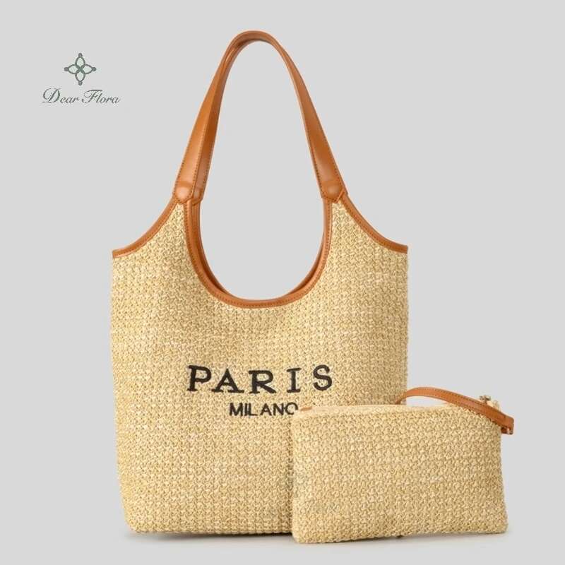 

Womens Fashion Letters Straw Summer Beach Shoulder Bags Large Capacity Tote Bags Holiday Designer Casual Handmade Woven Handbags 38x32x13cm хаки