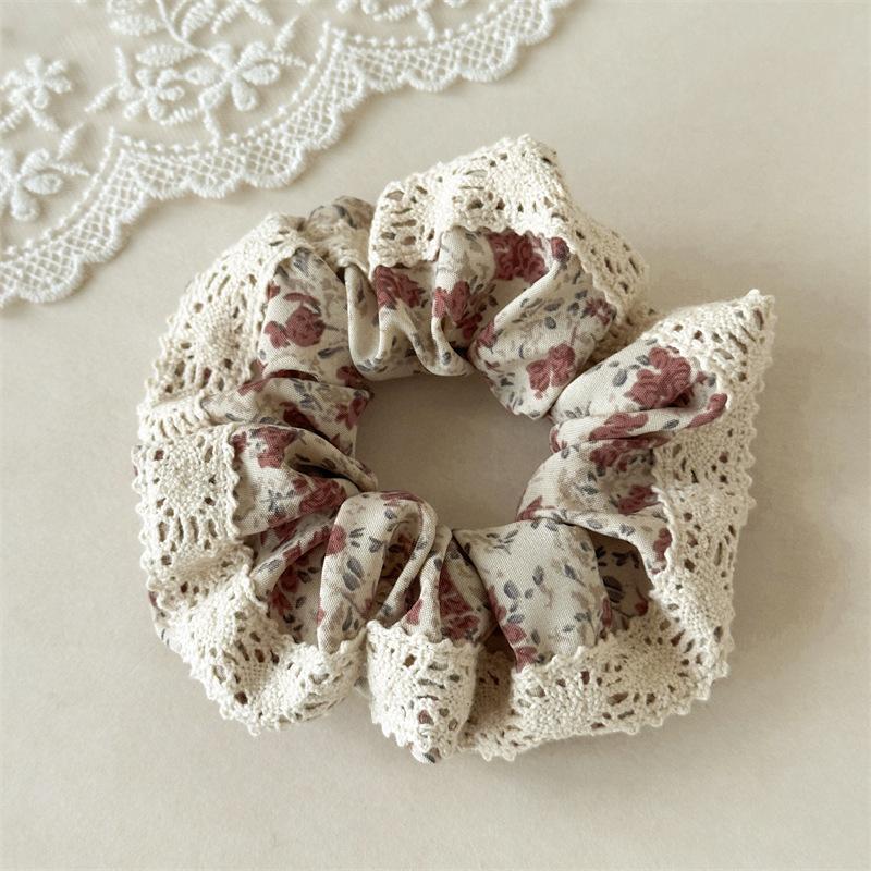 New Fringed Bag with Triangular Scarf, Floral Lace, Soft and Cozy Fabric Headscarf Hairpin Headpiece