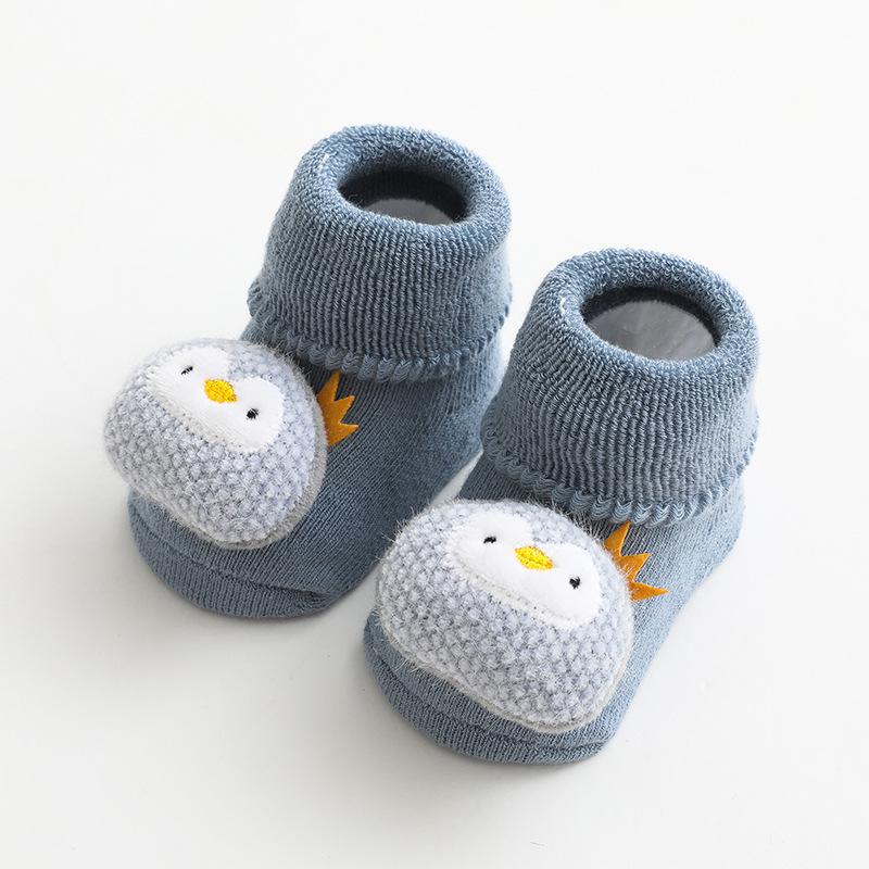 Warm Winter Terry Baby Socks: Cute Non-Slip Mid-Calf Cartoon Design