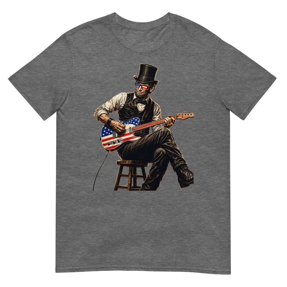 Abraham Lincoln Playing Guitar Patriotic 4th July 250th Usa TShirt