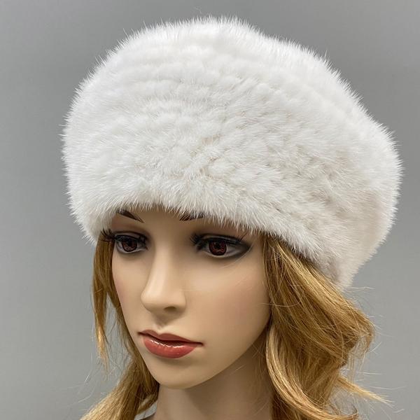 Woman Winter Berets Hat Knitted Natural Mink Fur Warm Genuine Fur Hats Female Headwear