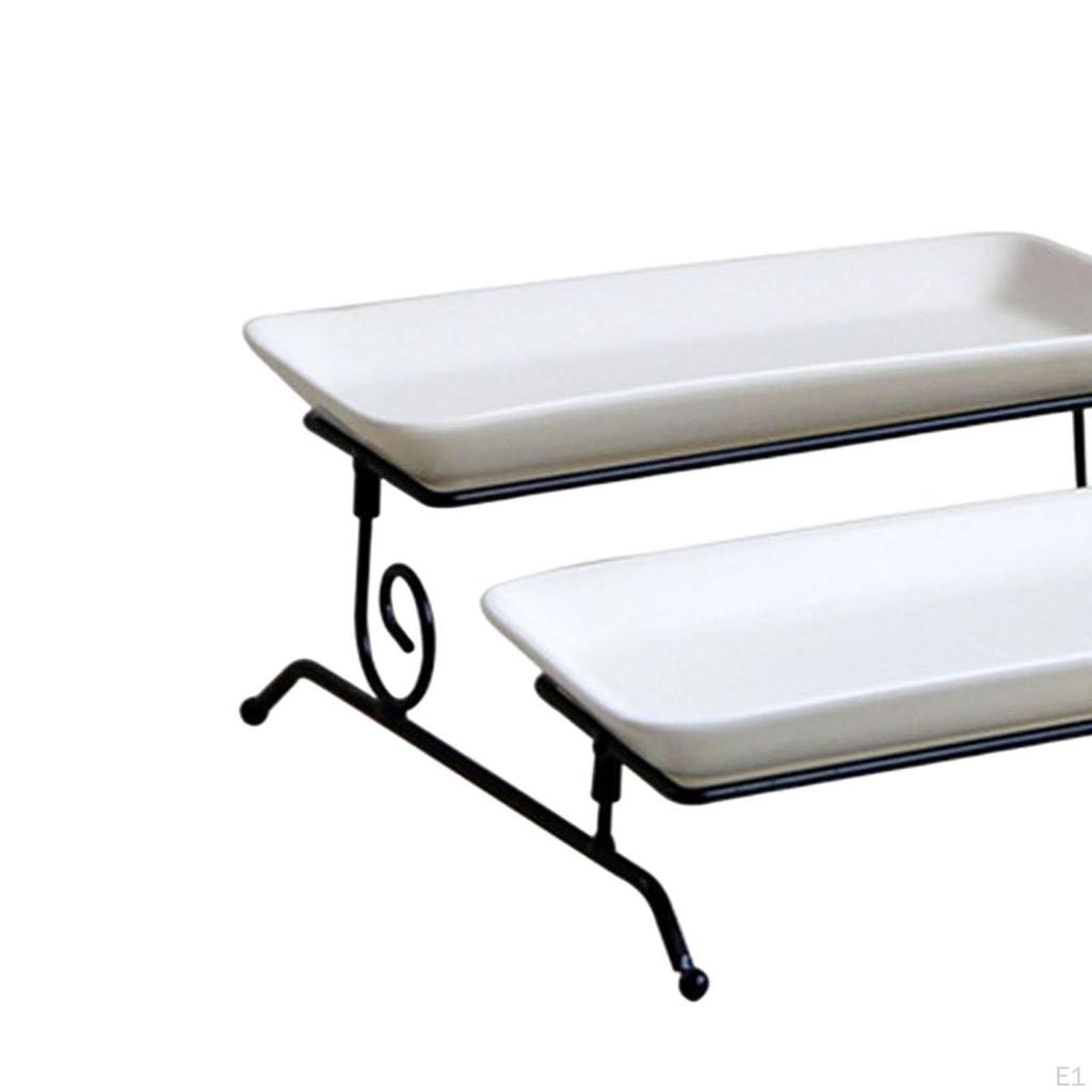 2 Layer Serving Platter Cupcake Cake Stand Detachable Snack Display Tray Holder with Rack Dessert