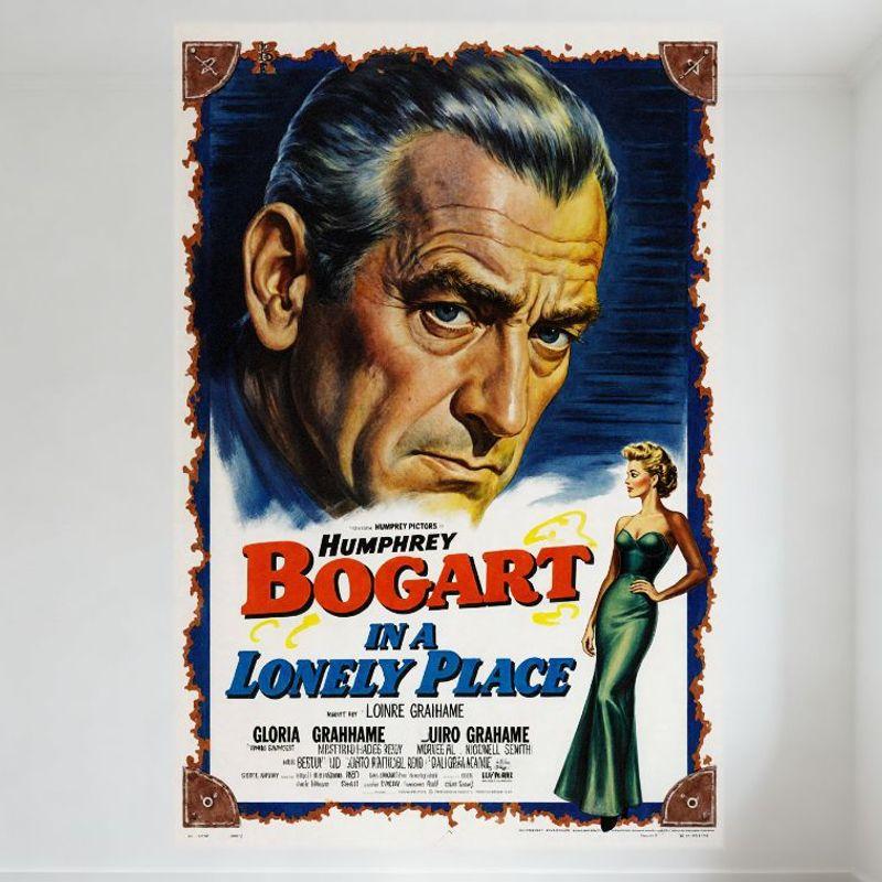 Vintage  In a Lonely Place  Metal Tin Sign Humphrey Bogart Gloria Grahame Retro Movie Poster for Man Cave Bar Home Decor 20x30cm（7.8x11.8inch）