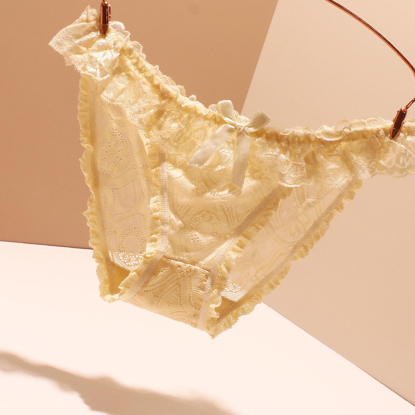 

Japanese Lace Low Waist Seamless Transparent Bow Panties for Women - Sexy & Soft Cotton Crotch One Size