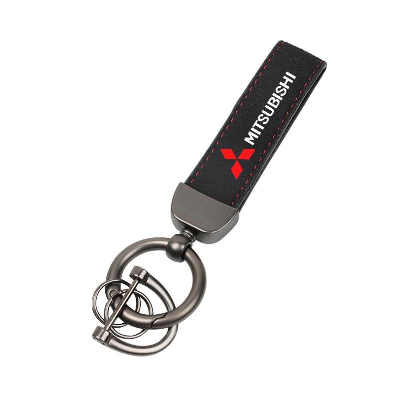 

Calfskin Car Keychain Zinc Alloy Auto Keyring Accessories For Mitsubishi Lancer Ralliart ASX Mirage Pajero Xpander Attrage L200