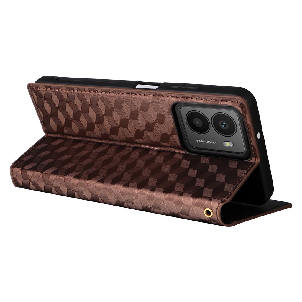 For HMD Fusion 5G Wallet Case Rhombus Imprinted Leather Phone Cover