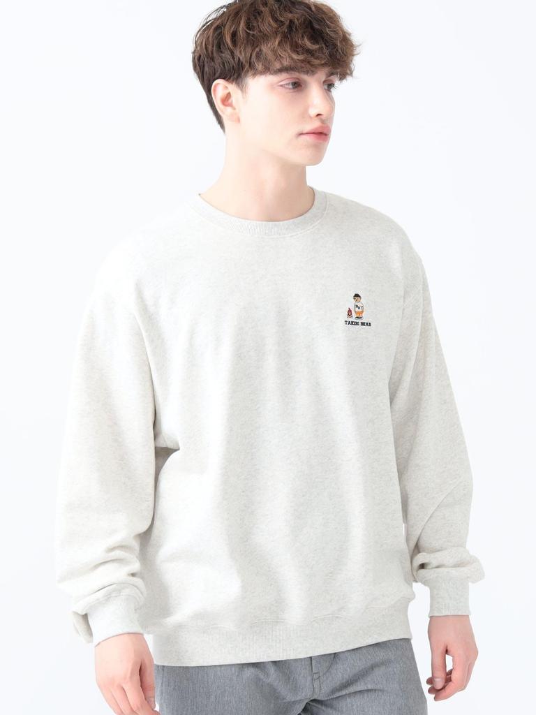 Beams Heart Takibi Bear Big Sweatshirt, Men's TOP_WHITE, Size S