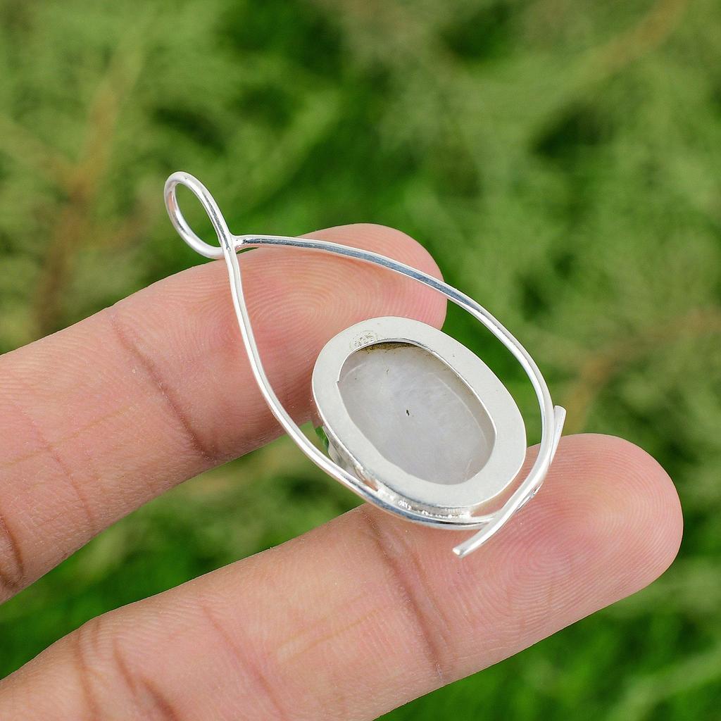 Daughters Day Sale Rainbow Moonstone Gemstone Pendant Jewelry Sterling Silver