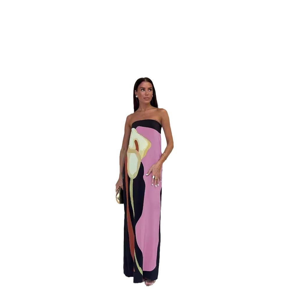 

Платье с открытыми плечами, халтер, с принтом, без рукавов, вечернее платье с открытыми плечами S розы красного