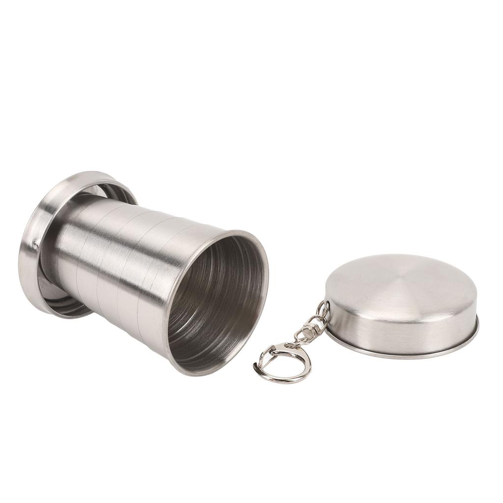 Stainless Steel Collapsible Cup Outdoor Travel Camping Portable Folding Cup with Keychain for