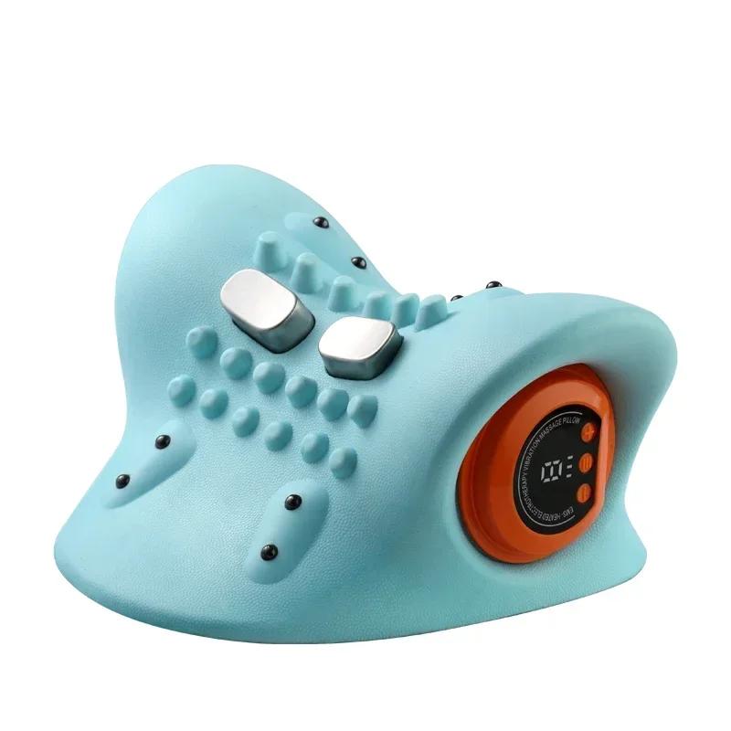 

Electric Neck Pulse Massage Pillow Neck Shoulder Stretcher Relaxer Cervical Traction Device Heating Therapy for Pain Relief синий