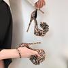 Fashion Leopard Flowers Designer Buckle Strap Cover Heels Stiletto Women Sandals Sexy PVC Transparent Peep Toe Ultra High Heels Shoes