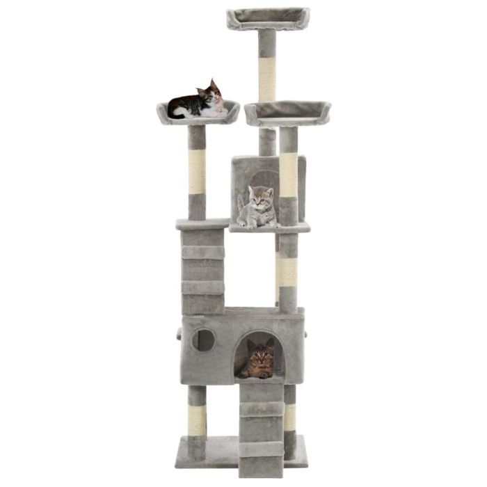 VidaXL Arbre à chat avec griffoirs en sisal 170 cm Gris