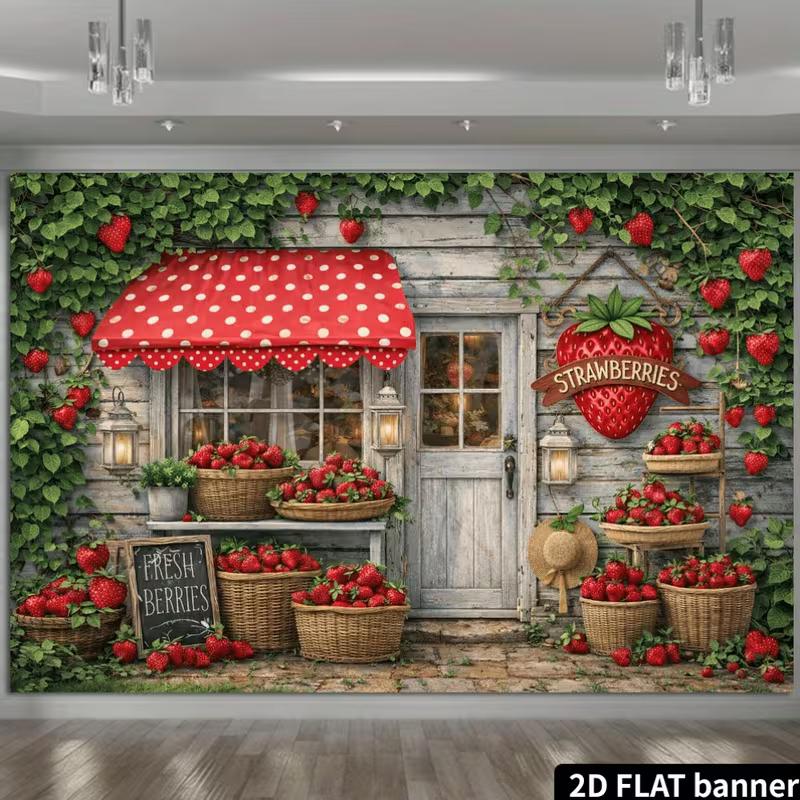 2D Fresh Berry Market Backdrop Baby Shower Photography Background
