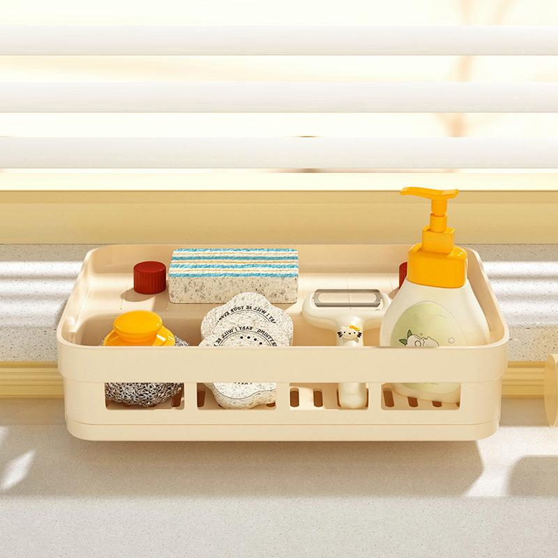 Kitchen Drain Rack, Sink Side Sponge Dishcloth Basket, Storage Rack, Household Window Sill No-Drill Storage Rack, Spice Rack