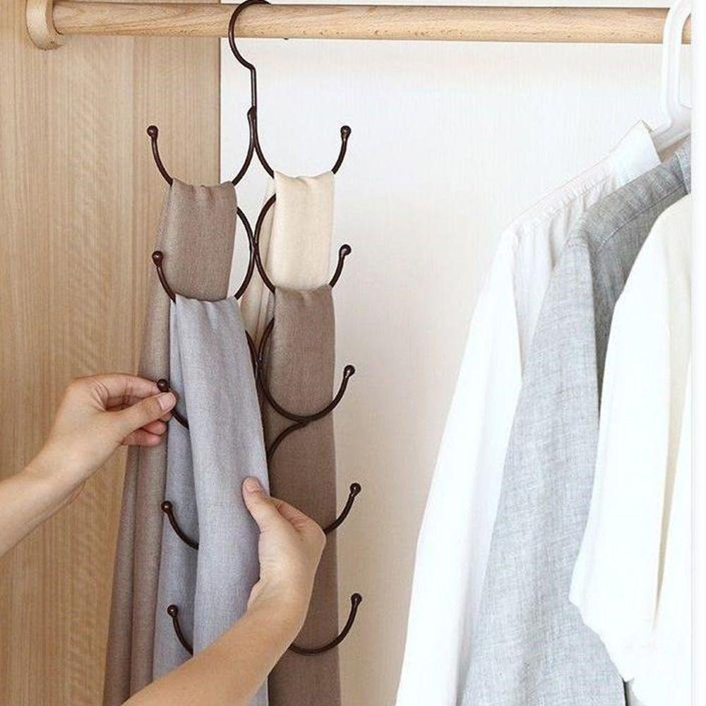 2Pcs Space Saving Belt Scarf Storage Hanger Metal Scarf Tie Rack Multi-layer Scarf Hanger  for Home