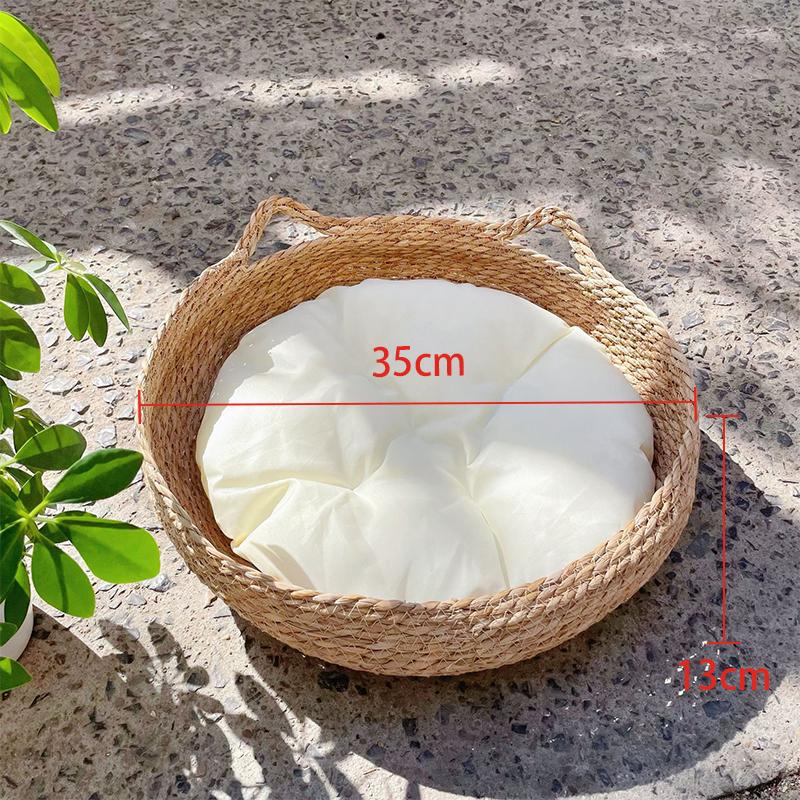 Four Seasons Cat Bed Woven Removable Upholstery Sleeping House Cat Scratch Floor Rattan Washable Cats Pet Products Accessories