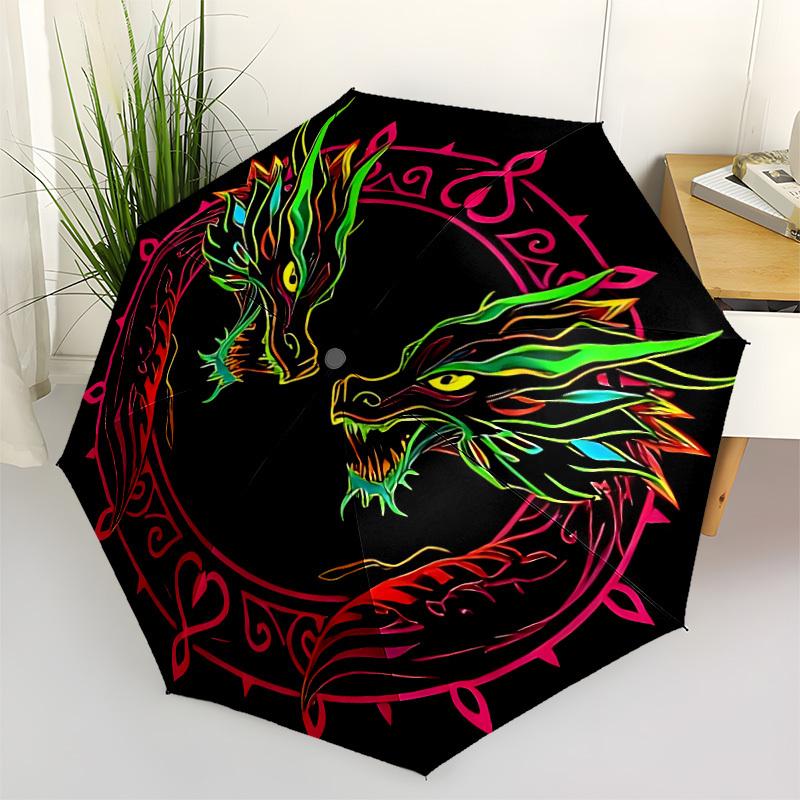 1pc Dragon Automatic Open/close Folding Umbrella, Compact Portable Travel Umbrella, Perfect Birthday/Christmas, Cute Umbrella, Durable Const