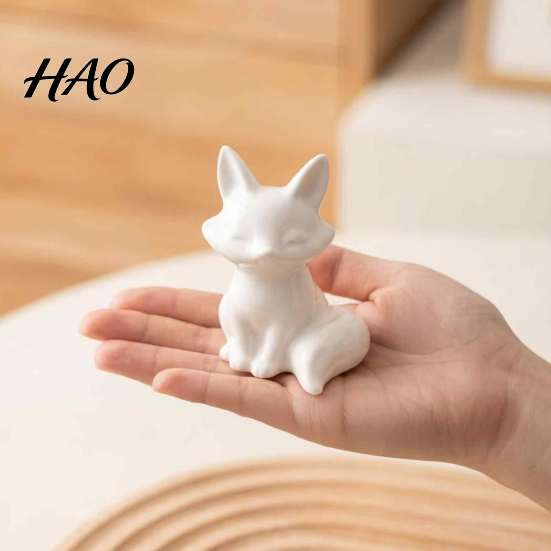 Zeitgenössische Innenraumakzente Keramik-Tierfigur, Moderne minimalistische Schwan-Fuchs-Statue für Wohnzimmerkunst, Hochzeitstortenaufsatz, Zimmer, Büro, Schreibtisch,
