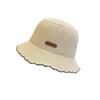 French Wavy Edge Knit Bucket Hat Summer Fashion Breathable Foldable Outdoor Sun Hat