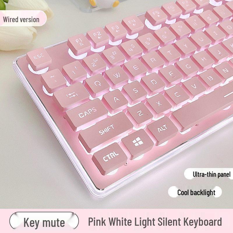 X7 Silent Pink Wireless Keyboard & Mouse Set for Women - Stylish Office Accessory